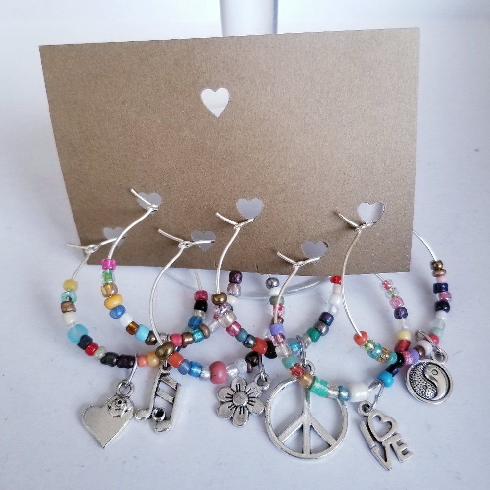 SUMMER OF LOVE Wine Glass Charms